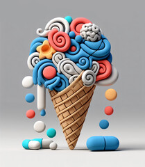  ice cream cone with pills - 790329140