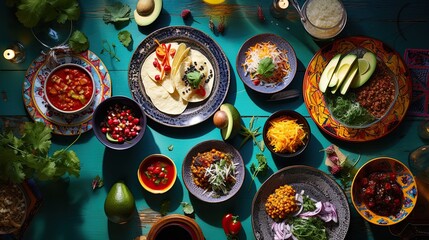 Traditional Mexican Dishes, Top View