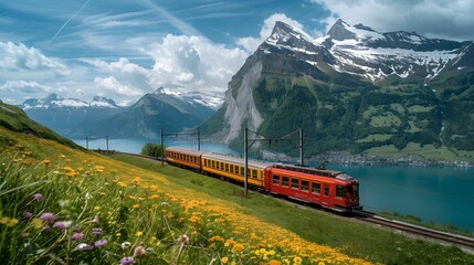 TRAIN IN THE MOUNTAINS WALLPAPER BACKGROUND