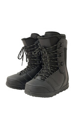 Black snowboard boots on a transparent background