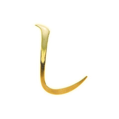 Very realistic golden "し", Japanese Hiragana, Mincho, transparent background