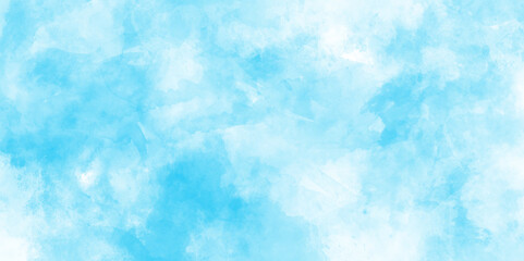 Abstract vector blue watercolor paint splash, Colorful gradient ink colors wet effect hand drawn paper texture background, Blue watercolor abstract cloudy sky background.