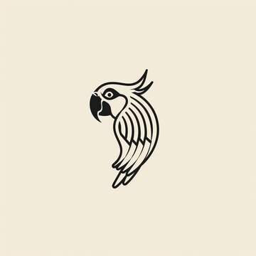 Minimalist icon of a parrot using parallel lines in flowing theme, generated with AI