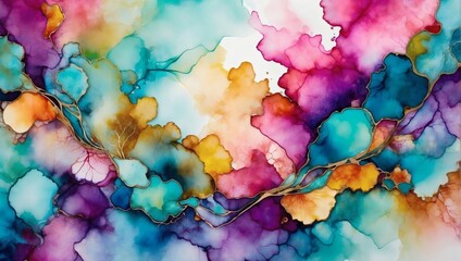 Abstract background created with alcohol ink technique, featuring dreamy textures and vibrant colors, evoking a sense of whimsy and creativity.
