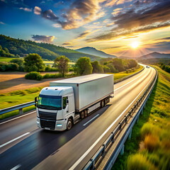 lorry transport in motion on motorway