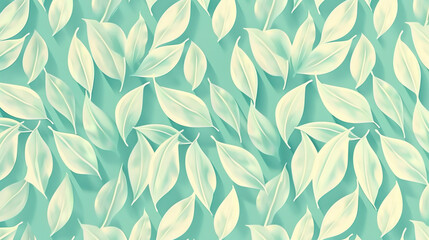 Green leaves seamless pattern background. AI.