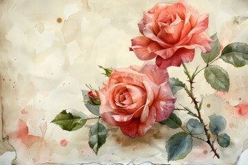 floral beautiful pink pastel Rose flowers vintage abstract background