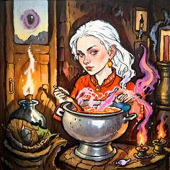 illustration of a person with a glass of wine