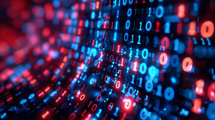 Obraz premium Dynamic Binary Code and AI Algorithms: Abstract Digital Background