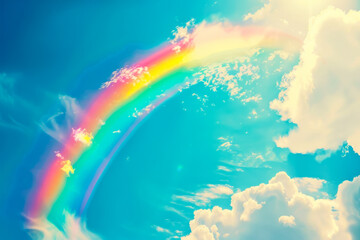 Fototapeta premium Colorful Rainbow Arch in a Blue Sky - Pride Concept 