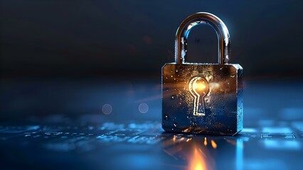 Shining Light on Cybersecurity: A Lock Guarding Digital Realms. Concept Cybersecurity, Digital Protection, Data Privacy, Online Safety, Information Security