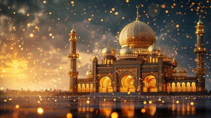Eid Al Adha Mubarak gold greeting design - 790340550
