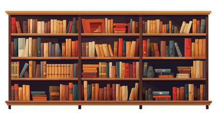 Bookshelf vector 2d flat cartoon vactor illustratio