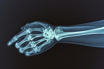 An x-ray image showing the detailed structure and bones of a human hand, Detailed interpretation of an elbow joint X-ray, AI Generated