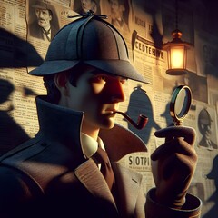 detective solving a mystery case or crime - obrazy, fototapety, plakaty