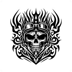 gangster; outlaw in modern tribal tattoo, abstract line art of people, minimalist contour. Vector