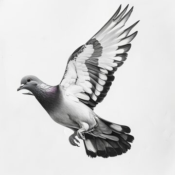 recommend clip art: Wood Pigeon Black and White Pencil Sketch on a White Background