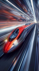High-speed bullet train in motion, sleek design, 3D vector