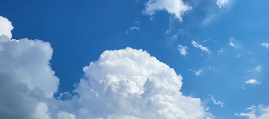 Cloudscape - Blue sky and white clouds, wide panorama