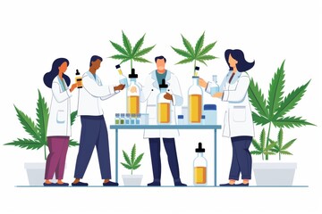 Analyzing Medical Cannabis and Beauty: The Role of Antianxiety Properties, Hemp Drips, and Cosmetic Applications. - obrazy, fototapety, plakaty
