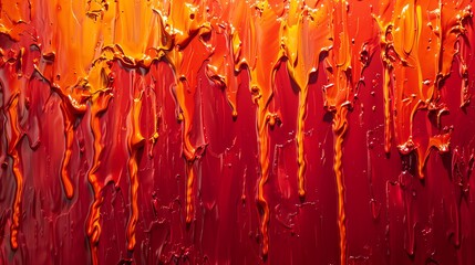 Fototapeta premium Bright red and orange oil painting with a rough texture