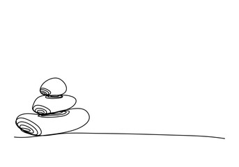 Pebble stones, one line drawing vector illustration.