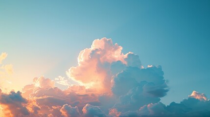 A plane flying through a cloudy sky with some clouds, AI