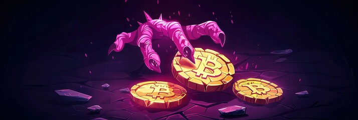 A zombiepowered mining operation, CryptOZombie, harnessed the undeads tireless energy to generate Bitcoin, raising ethical concerns - obrazy, fototapety, plakaty