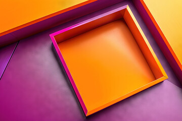 Fototapeta premium An abstract illustration of an orange and purple box. Ai generated wallpaper art.