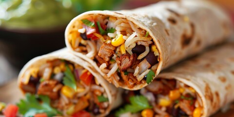 Culinary Contrasts: A Burrito Unveiled - obrazy, fototapety, plakaty