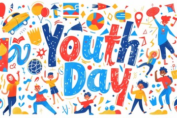 Youth Day illustration. Best friends concept illustration. Multicultural friendship illustration. Youth Day background template. Youth friendship illustration