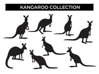 Kangaroo Silhouettes on a White Background