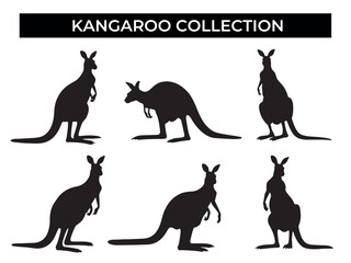Kangaroo Silhouettes in Various Poses