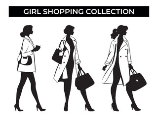 Woman in Trench Coat With Shopping Bags