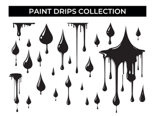 Collection of Paint Drips on White Background