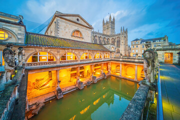 Historical roman bathes in Bath city, England - 790357162