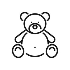 Teddy bear line icon. Plush toy. Isolated on a white background. Pixel perfect. Editable stroke. 64x64.