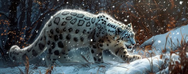 snow leopard. - obrazy, fototapety, plakaty