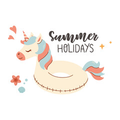 Summer card  with holiday elements and calligraphy quotes. Positive phrases for stickers, postcards or posters. Hello summer quotes.