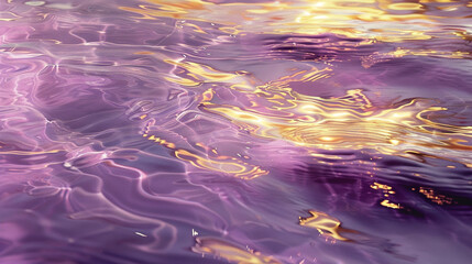 An abstract ocean of deep plum and soft lime, with golden ripples reflecting a hidden treasure. 