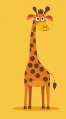 Obraz premium flat illustration cartoon giraffe.