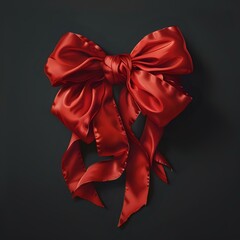 Digital Art Rendering of Red Satin Ribbon and Bow