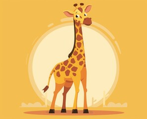 Obraz premium flat illustration cartoon giraffe.