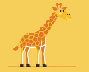 flat illustration cartoon giraffe.
