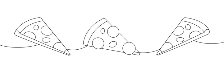 Italian pizza slices one line continuous drawing. Traditional italian fast food continuous one line illustration. - 790361160