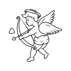 Cupid cherub with a bow and arrows. Angel with a wings. Valentine's day. Vector illustration.