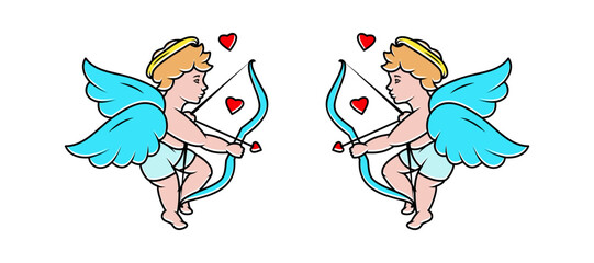 Love cupids. Cherub silhouette. Valentine's day. Love symbol. Vector illustration. - 790362191