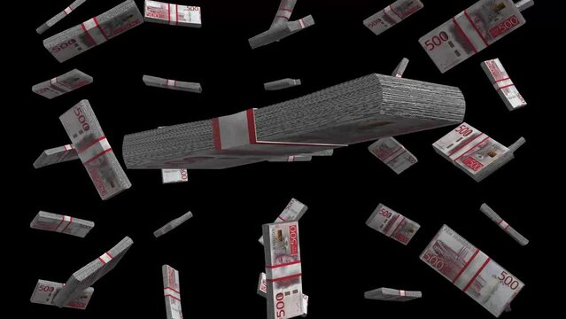 Swedish Krona Banknote Packs Falling On Black Background