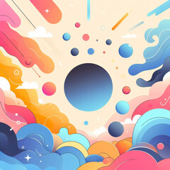 抽象的な大理石のアクリル絵の具のインクで描かれた波のテクスチャーのカラフルな背景バナー – 大胆な色、虹色の渦巻き波。