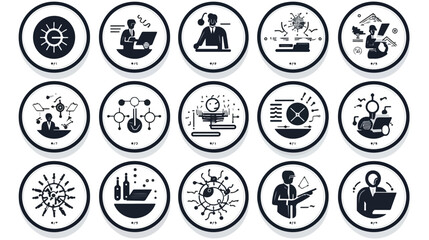 Business project planning circle white black icon s